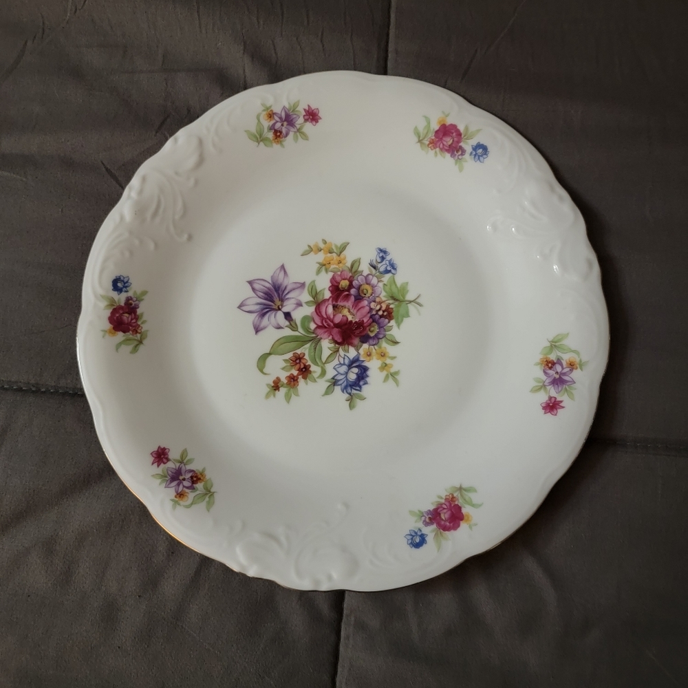 Vintage Walbrzych Meissen/Meison Flower Dinner Plate #13 Made in Poland